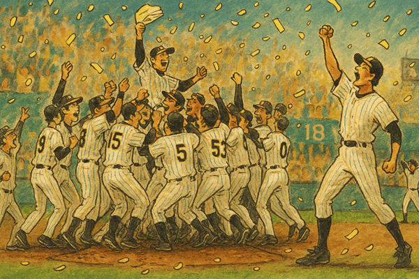 阪神タイガースの優勝の場面