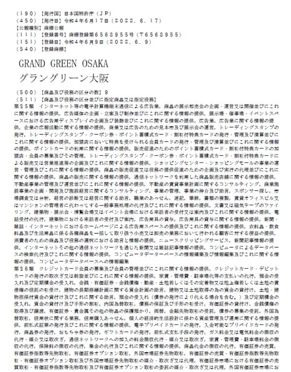 ＧＲＡＮＤ　ＧＲＥＥＮ　ＯＳＡＫＡ＼グラングリーン大阪