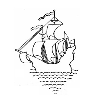 三本のマストの帆船の図形商標