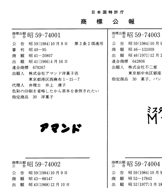 アマンドの商標公報