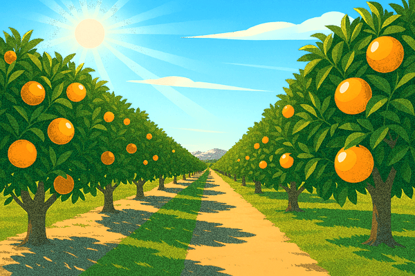 カリフォルニアのオレンジ農場