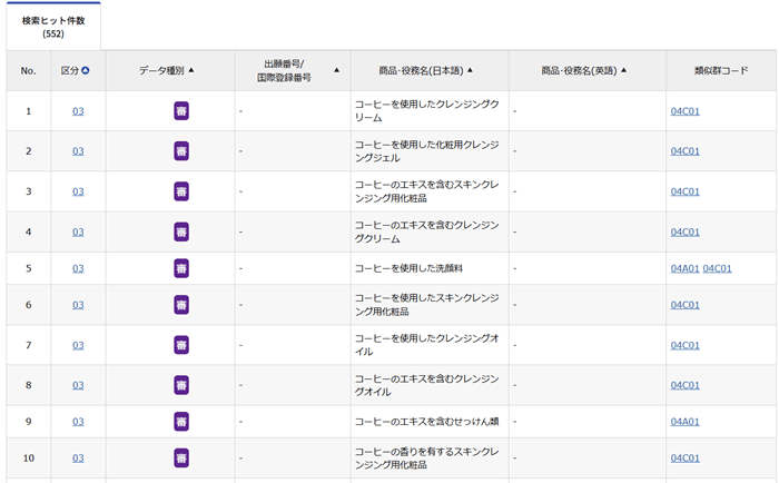 コーヒーの商品検索結果一覧